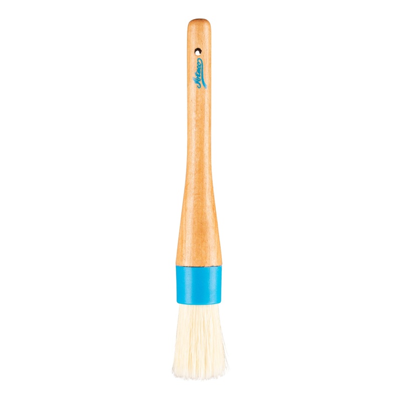 Ateco Round Pastry Brush, 1", White Natural Boar Bristles, Wood Handle