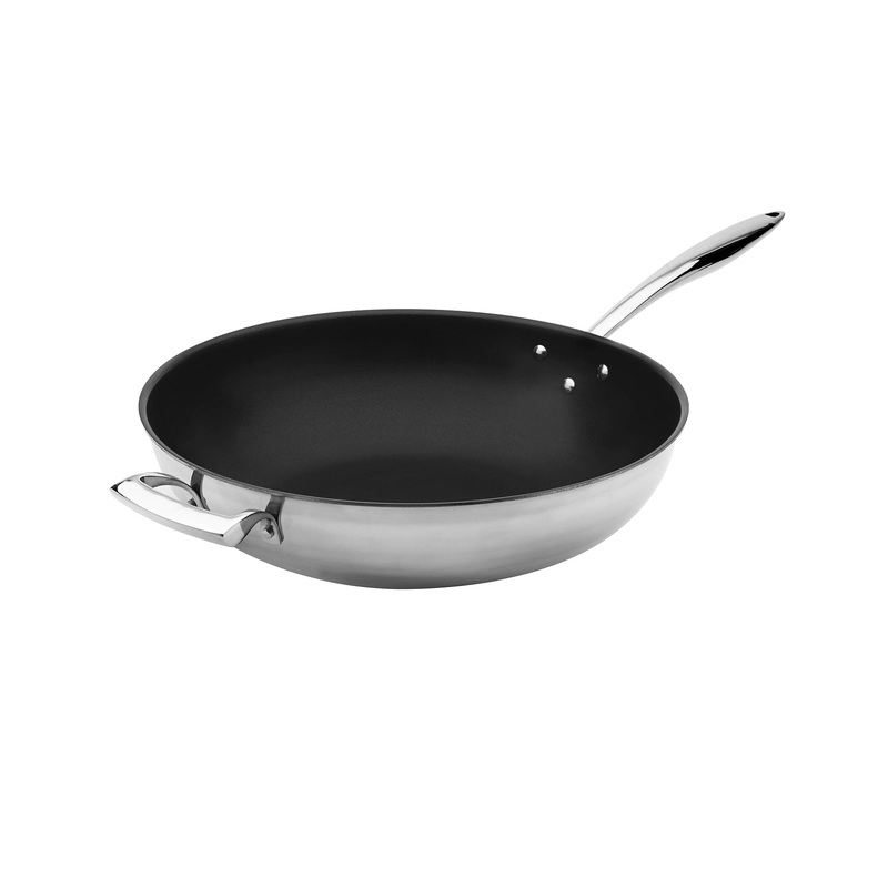 Browne Thermalloy Non Stick Tri-Ply Wok, Stainless Steel