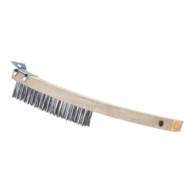 Browne Wire Brush with Scraper, 14", Hardwood Handle