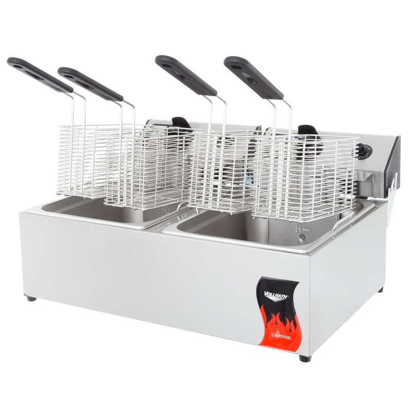 Vollrath CF2-1800DUAL-C Cayenne Electric Countertop Deep Fryer, Double-Well, 10 lb, 120V