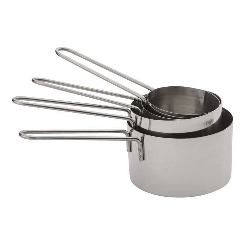 Browne 4 Piece Measuring Cup Set, Loop Handle, Stainless Steel