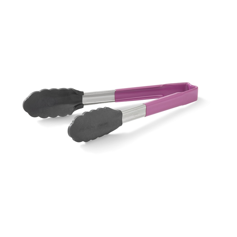 Vollrath High Temp Kool-Touch Nylon End One-Piece Tongs, 9.5", Purple Grip, FINAL SALE
