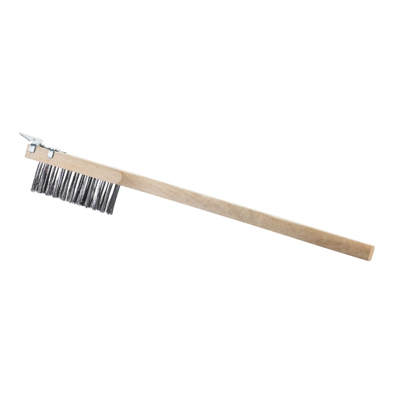 Browne Wire Brush with Scraper, 20", Hardwood/Wire