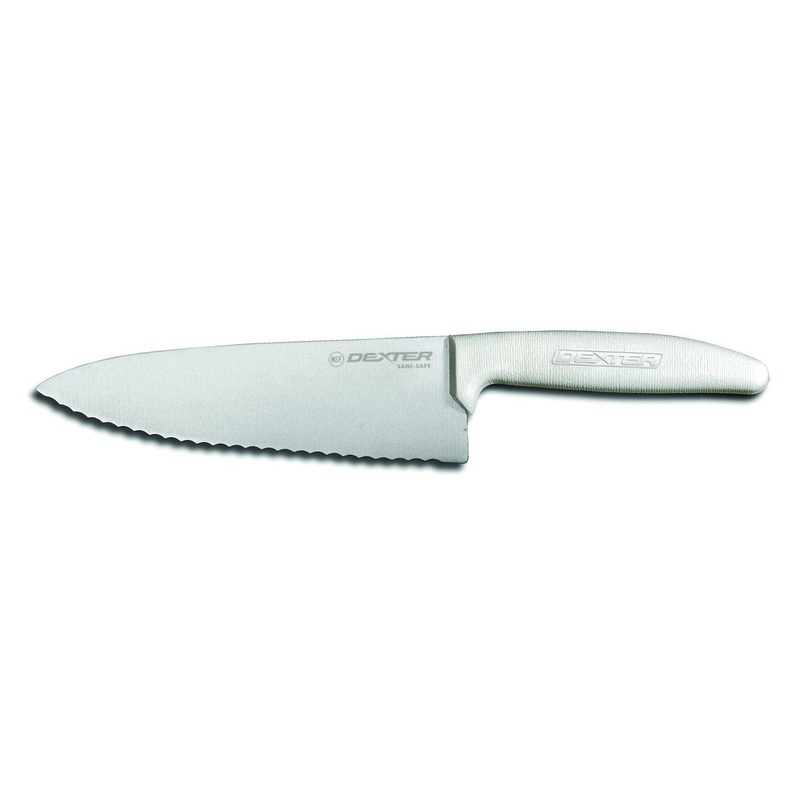 Dexter Sani-Safe Chef Knife, Scalloped, 6", White