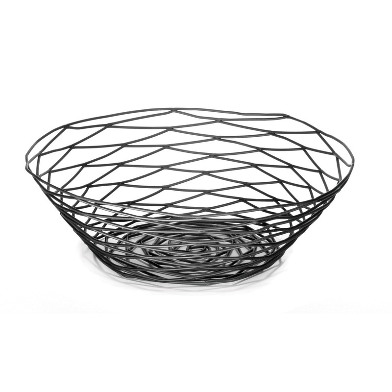 TableCraft Artisan Collection Powder Coated Round Wire Basket, Black