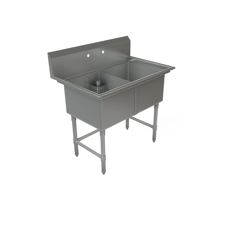 Tarrison TA-CDS218-KIT Double Compartment Corner Drain Sink, 21" x 18" x 13" Bowl Size, Stainless Steel