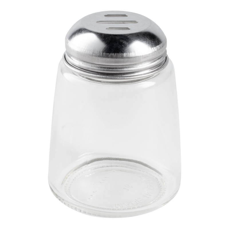 American Metalcraft Cheese Shaker, Slotted Top, 8 oz, Glass/Stainless Steel