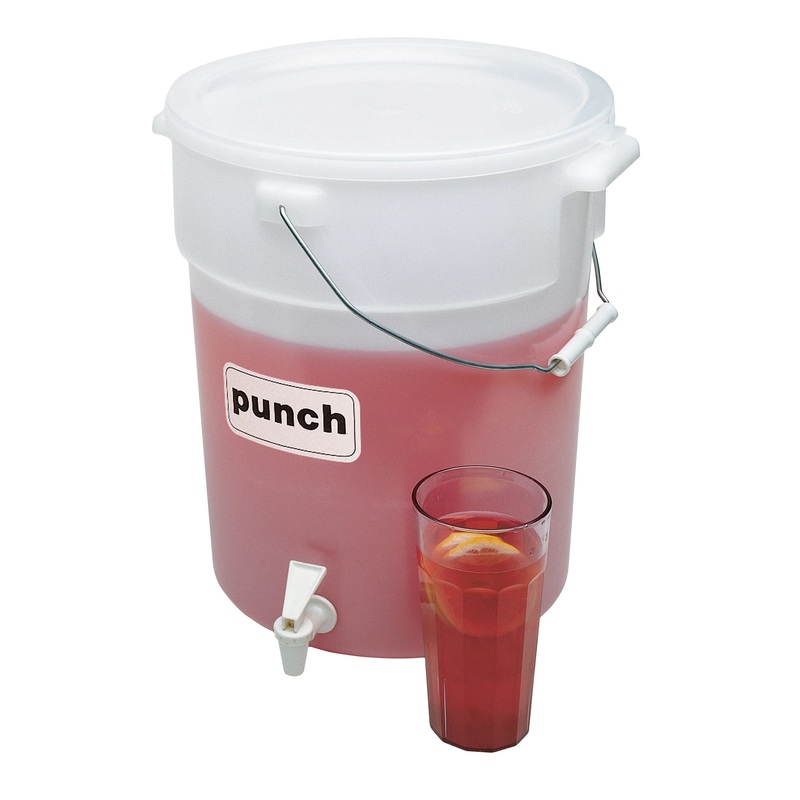Cambro Pail-Style Beverage Dispenser with Bail, 6 Gal, White