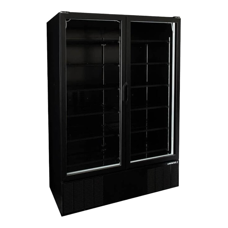 Habco ESM49HCBATD Cold Space Merchandiser Refrigerator, Double Glass Swing Tall Doors, 54", Black/Black, 115V
