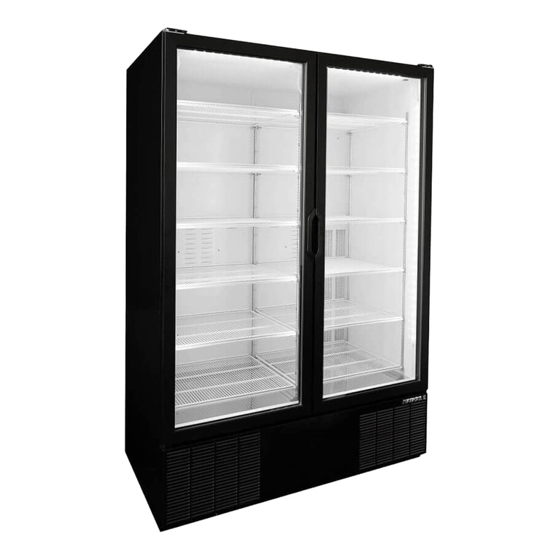 Habco ESM49HCTD Cold Space Merchandiser Refrigerator, Double Glass Swing Tall Doors, 54", Black/White, 115V