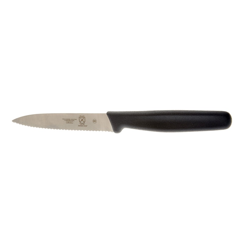 Mercer Pointed Top Bar Prep Knife, Wavy Edge, 4", Black