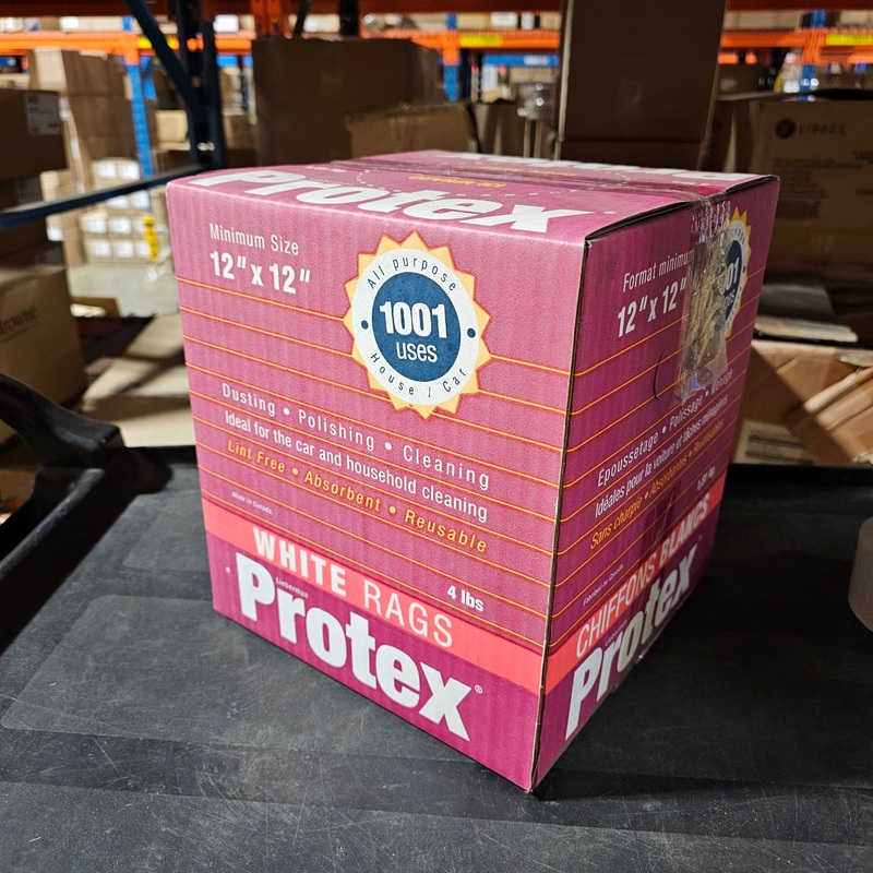 Protex White Rags, 12" x 12" , 4 lb box, FINAL SALE
