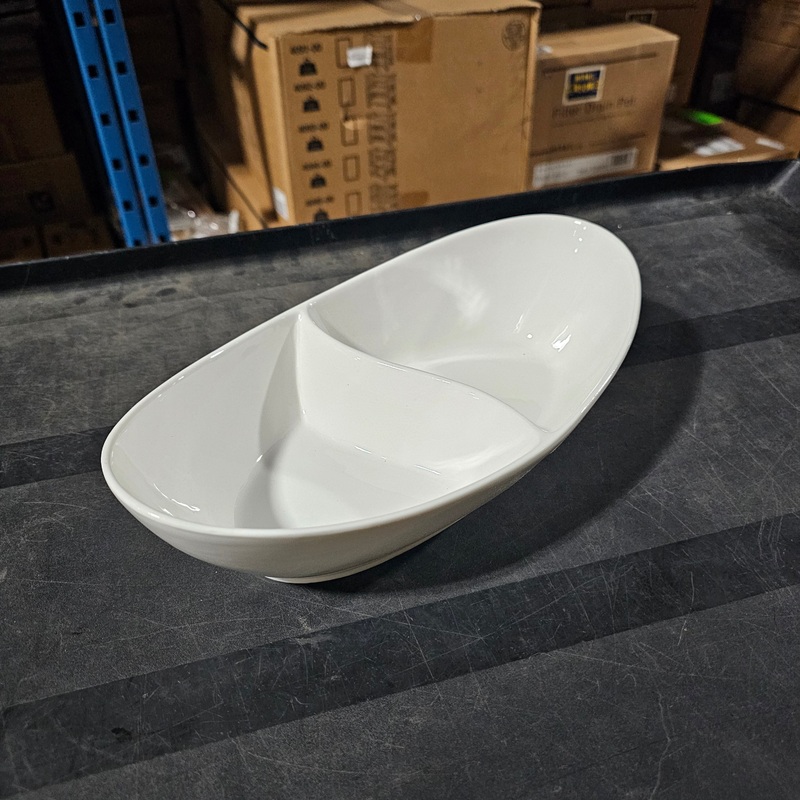 Tap Phong Royal Classic Two Compartment Bowl, White Ceramic, FINAL SALE