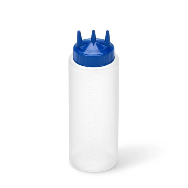 Vollrath Traex Tri Tip Wide Mouth Squeeze Bottle, 32 oz, Clear/Blue