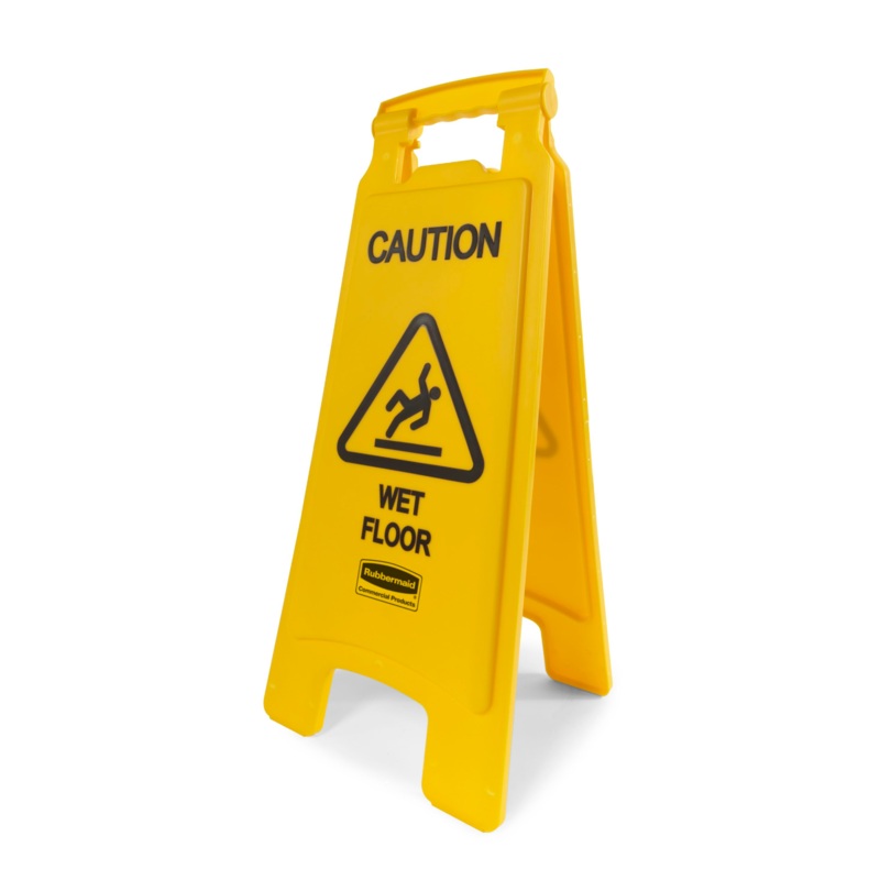 Rubbermaid Caution Wet Floor Sign, English, 2 Sided, Yellow