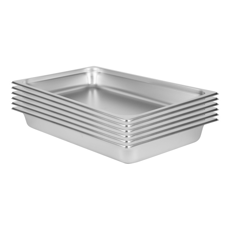 SignatureWares Full Size Food Pan, 2 1/2" Deep, 24 Gauge Stainless Steel (6-pack)