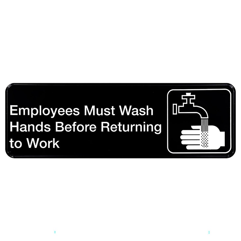 TableCraft Employees Must Wash Hands Sign, 9" x 3", Black
