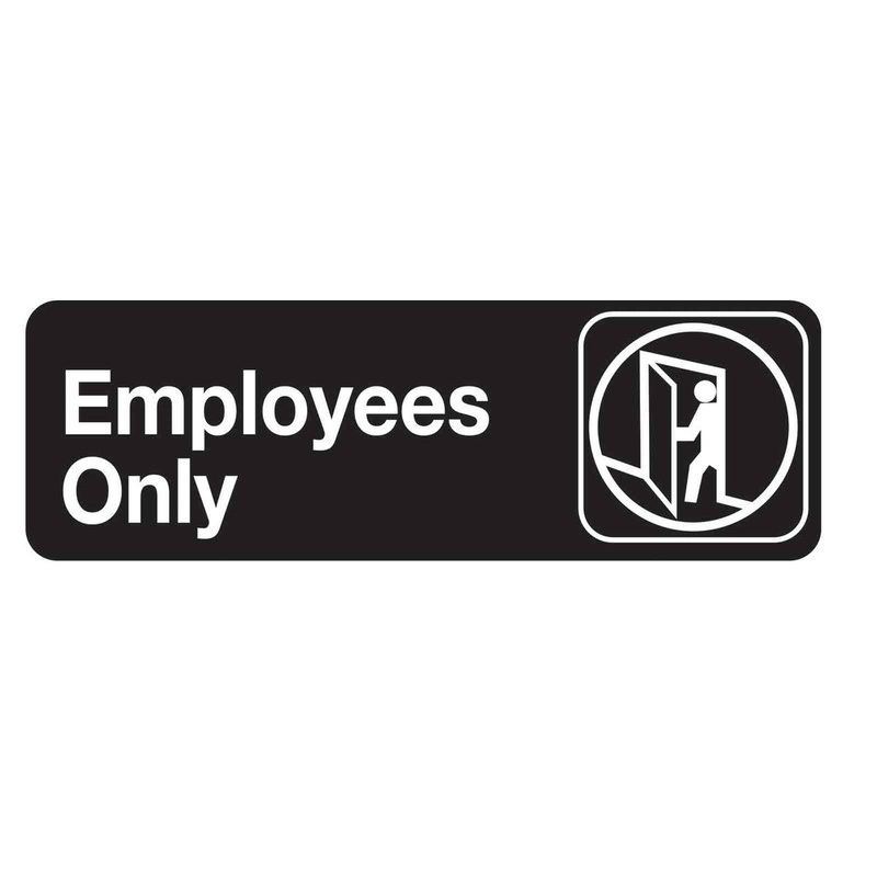 TableCraft Employees Only Sign, 9" x 3", Black