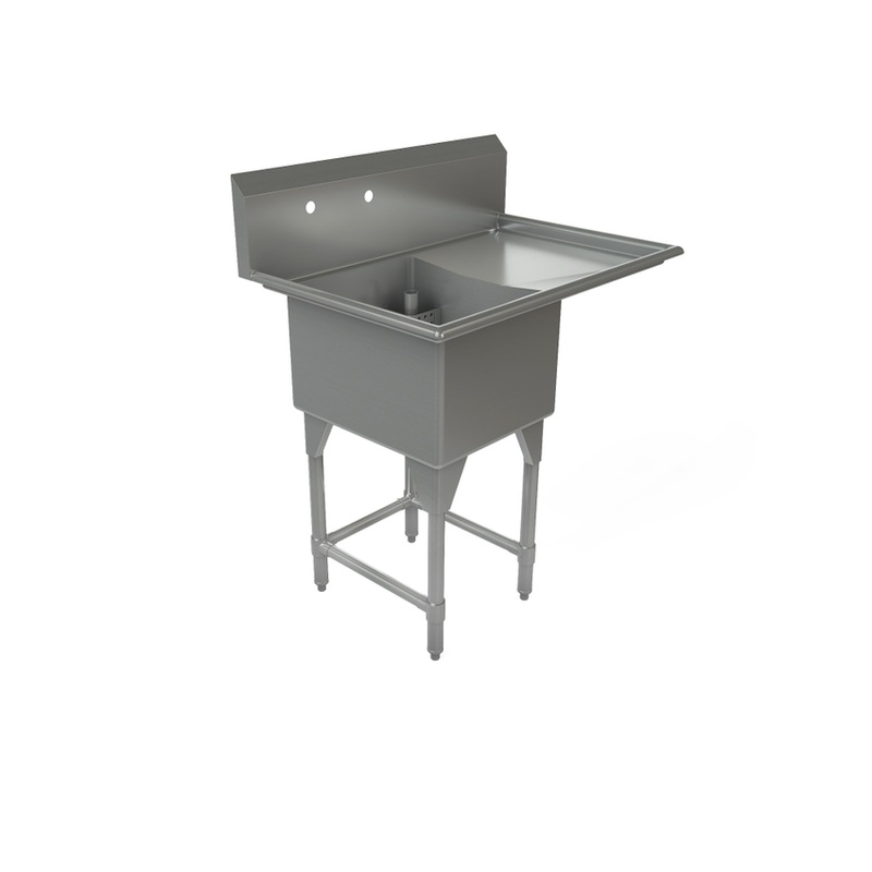 Tarrison TA-CDS118R-KIT Single Compartment Corner Drain Sink, Right Drain Board