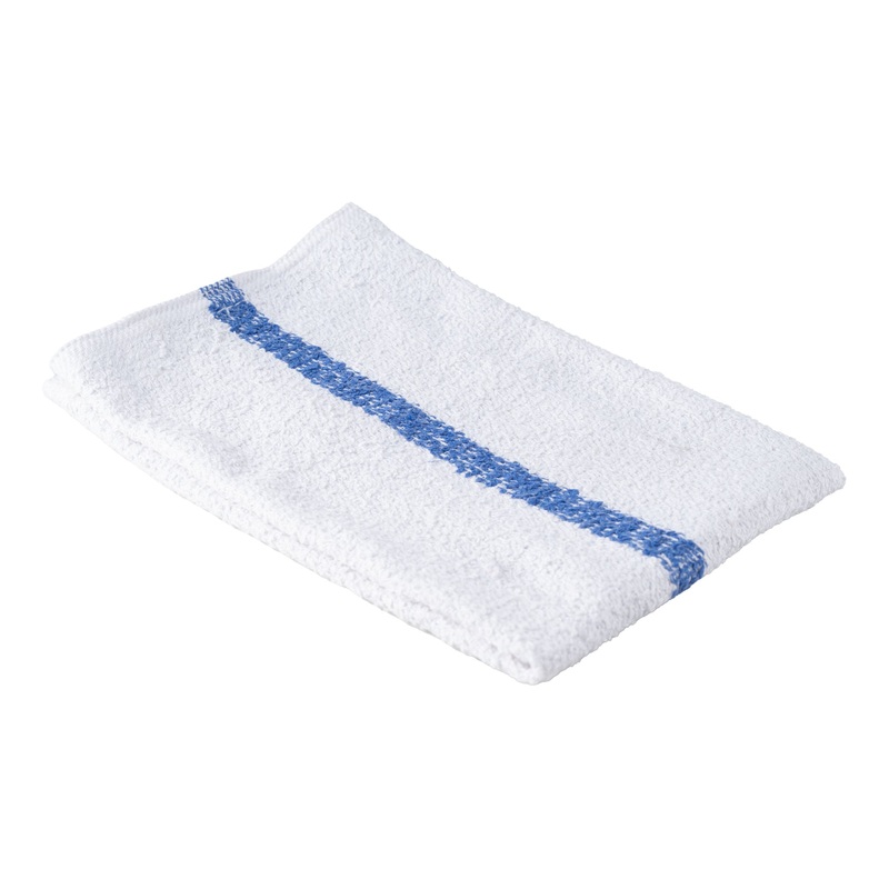 Winsham Bar Towel, 16" x 19", White with Blue Stripe