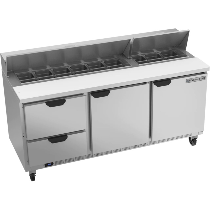 Beverage-Air SPED72HC-18-2 Two Drawer Two Door Sandwich Prep Table, 72"