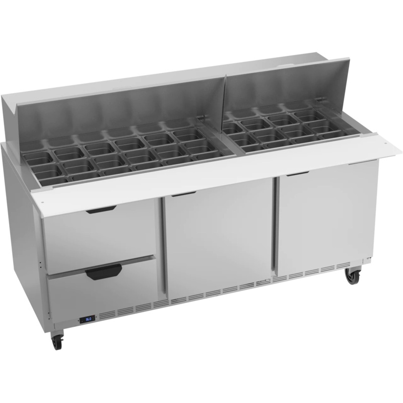 Beverage-Air SPED72HC-30M-2 Two Drawer Two Door Mega Top Sandwich Prep Table, 72"