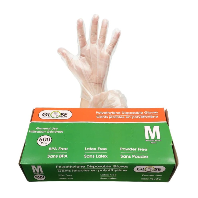 Globe Polyethylene Gloves, Powder-Free, Clear (500-pack)