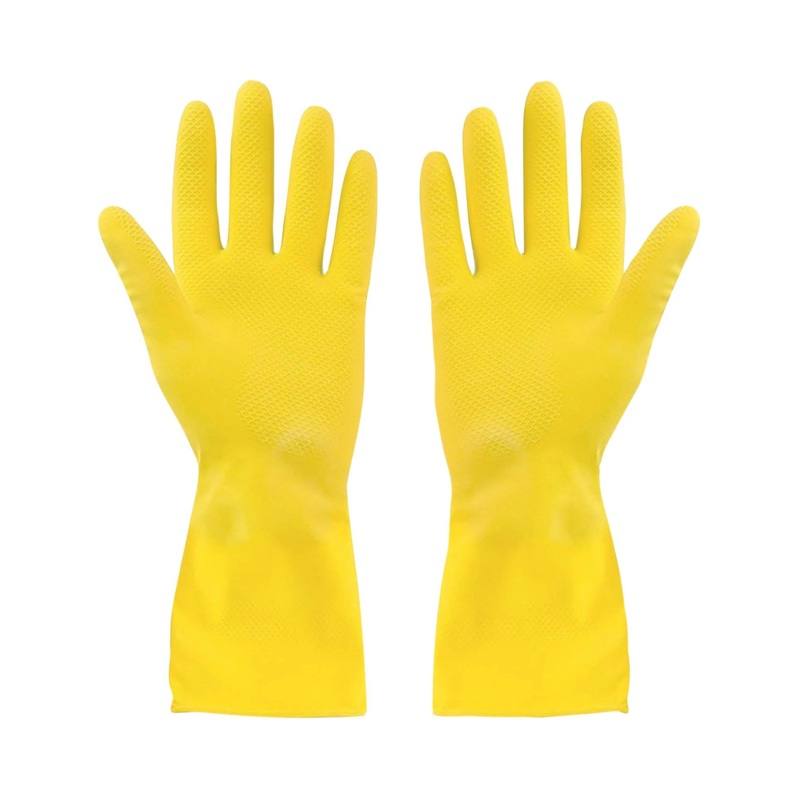 Globe Rubber Gloves, Flocklined, Yellow (1 pair)