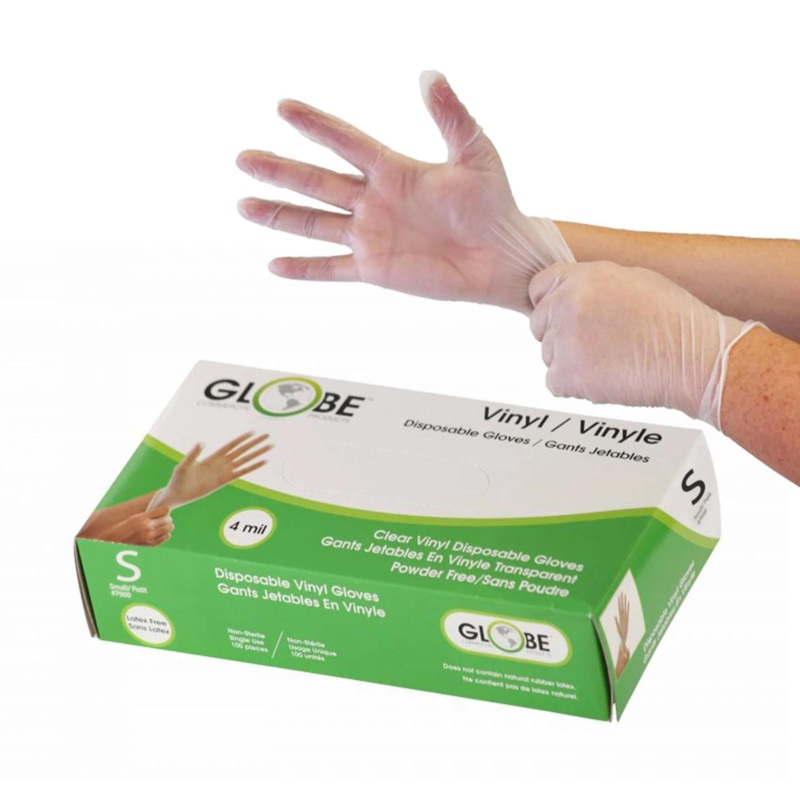 Globe Vinyl Gloves, Powder-Free, 4 Mil Clear (100-pack)