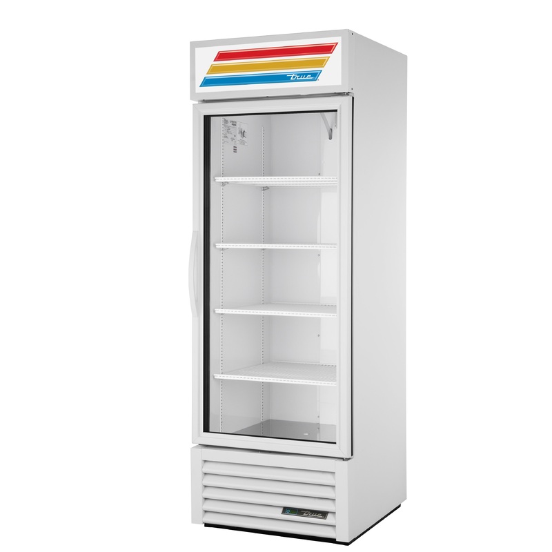 True GDM-23-HC-TSL01 Glass Single Door Merchandiser Refrigerator, 23 CuFt, White