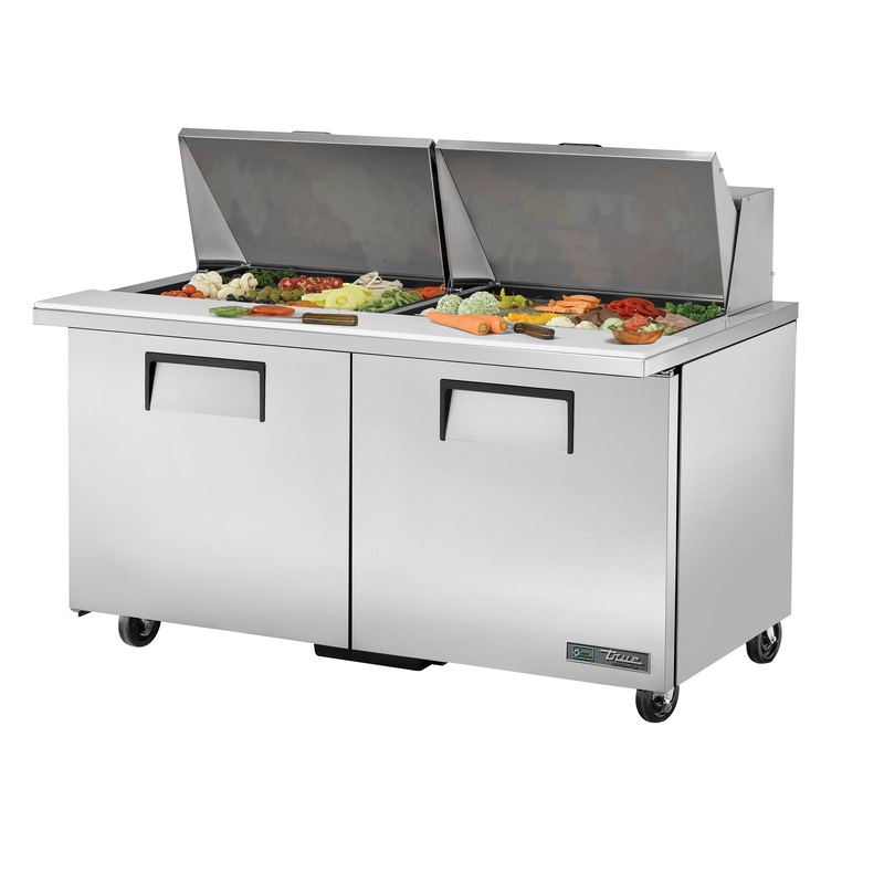 True TSSU-60-24M-B-ST-HC  60" 24 Pan Mega Top Double Door Sandwich/Salad Prep Table
