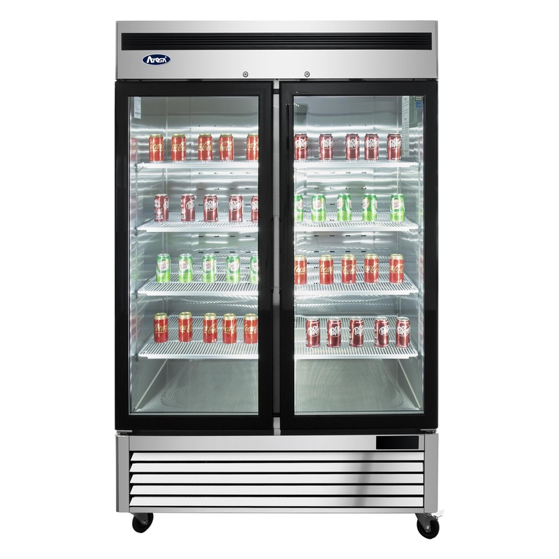 Atosa MCF8703ES Bottom Mount Double Glass Door Reach-In Freezer, 55", 115/60/1