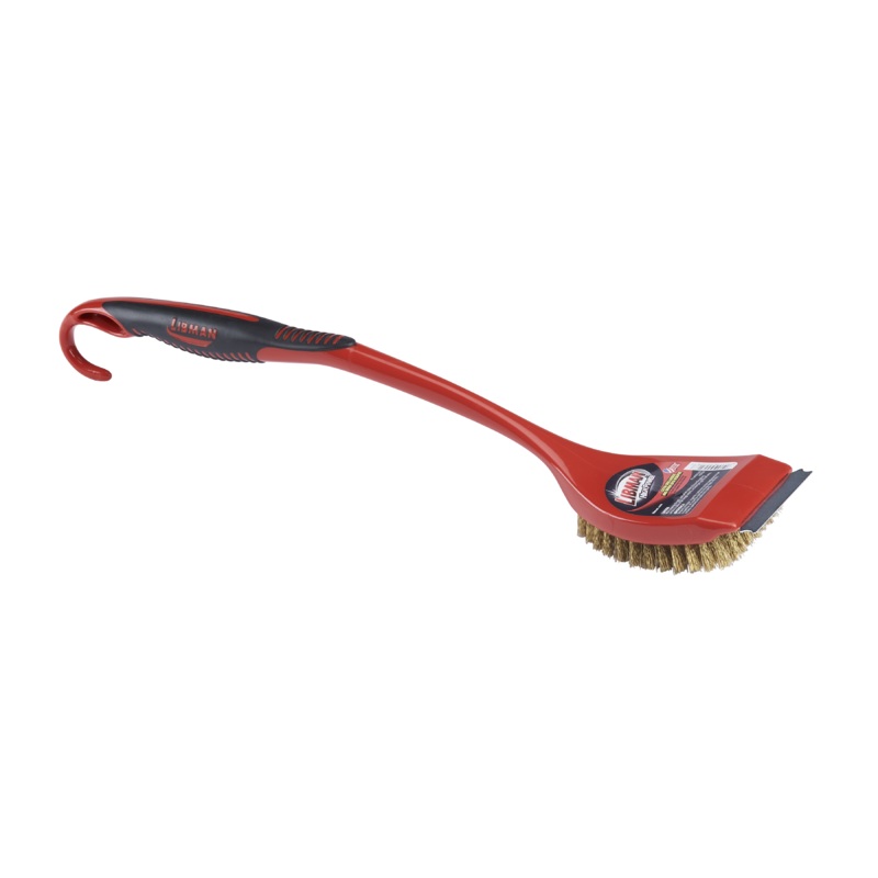Crown Verity Libman Deluxe BBQ Grill Brush, Brass Bristles, Long Red Handle