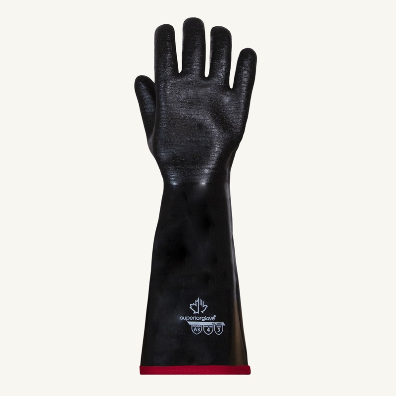 Superior Glove Chemstop Heavy Duty Neoprene Fryer Gloves, 18", Black (1 Pair)
