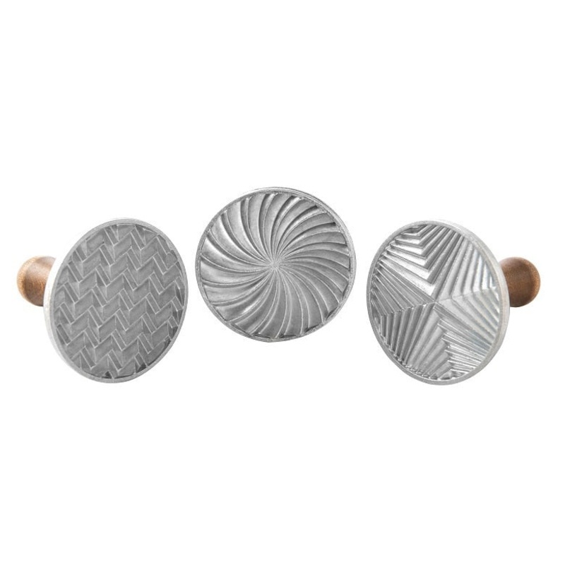 Nordic Ware 3 Piece Geometric Cookie Stamp Set, Wood Handle, FINAL SALE