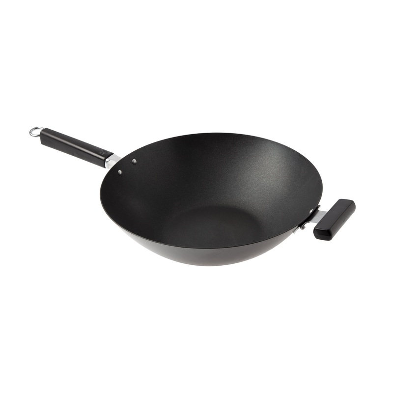 Joyce Chen Professional Series Nonstick Flat Bottom Wok, 14", Carbon Steel/Resin Handles