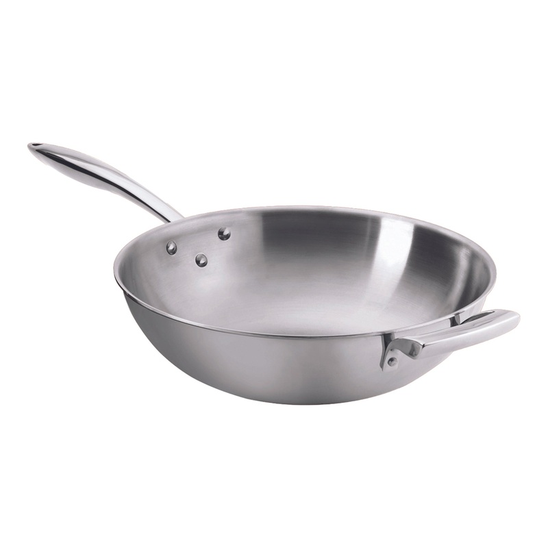 Browne Thermalloy Tri-Ply Wok, 12", Stainless Steel