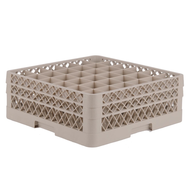 Vollrath Traex Glass Rack w 2 Extenders, 36 Compartment Rack, Beige
