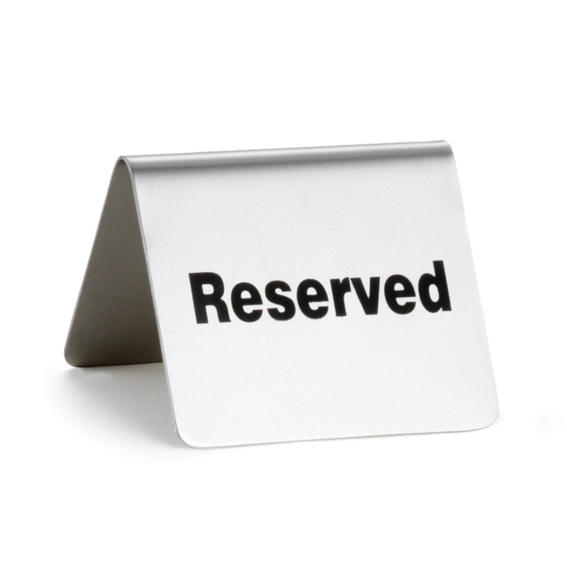 TableCraft Reserved Table Tent Sign, 2.5" x 2.25" x 1.75", Stainless Steel, FINAL SALE