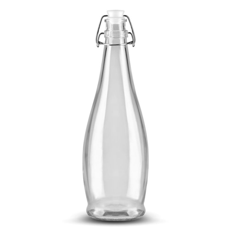 Libbey Swing Top Water Bottle, White Lid, 33.88 oz (6-pack)