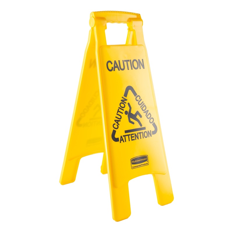 Rubbermaid Caution Floor Sign, Bilingual