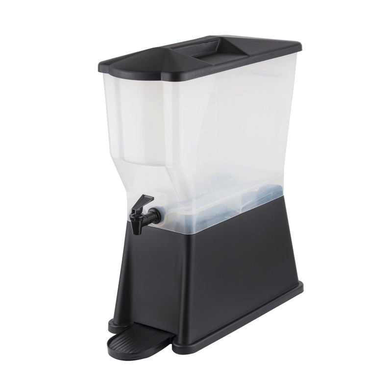 TableCraft Slimline Beverage Dispenser, 3 Gal, Black/Clear Plastic