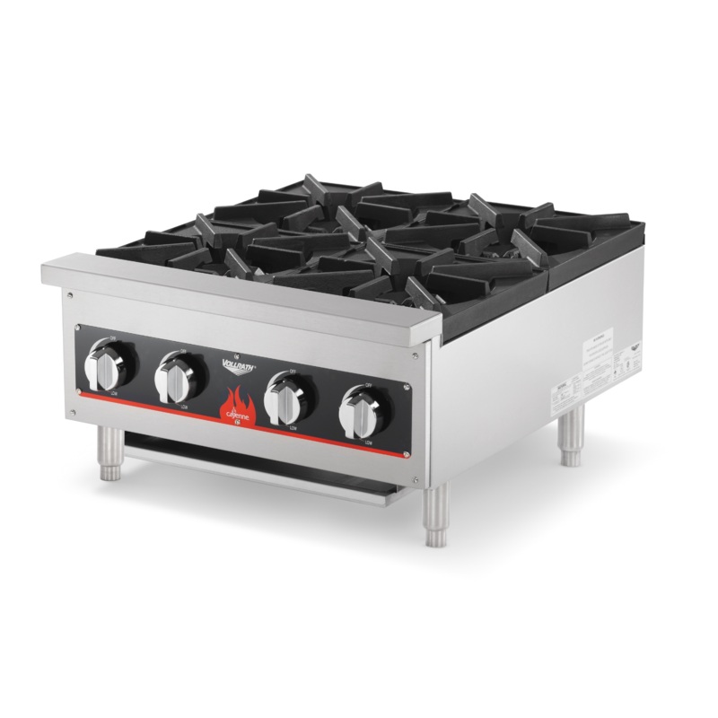 Vollrath 40737 Cayenne 24" Gas Countertop Hot Plate, 4 Burners, Natural Gas