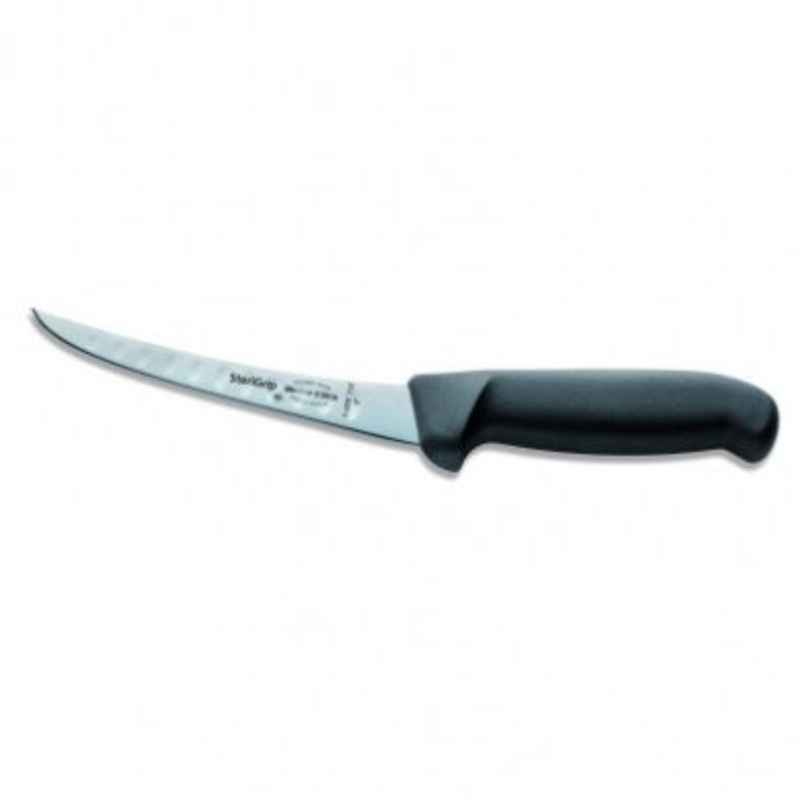 F. Dick SteriGrip Curved Stiff Boning Knife, 6", Kullenschliff Edge, Black