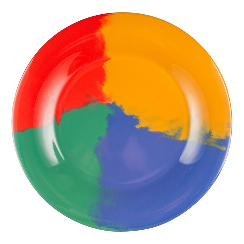 G.E.T. Diamond Celebration Wide Rim Plate, 10.5", Multi-Coloured Melamine (12-pack), FINAL SALE