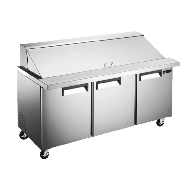 EFI X-Line CMDR3-72VCX 72" Triple Door Refrigerated Mega Top Prep Table, Stainless Steel