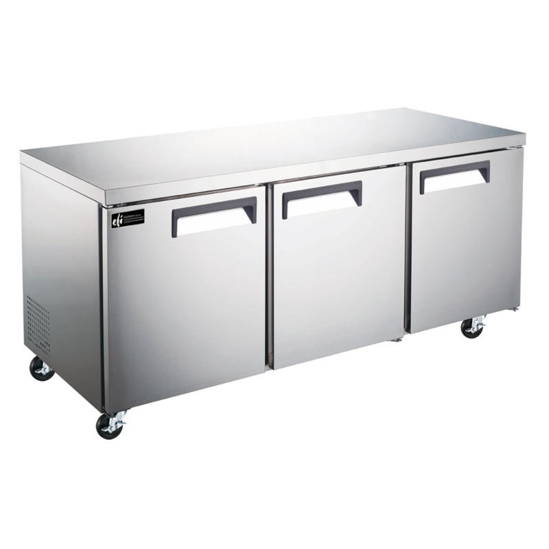 EFI X-Line CUDR3-72VCX 72" Triple Door Undercounter Refrigerator, Solid Door, Stainless Steel