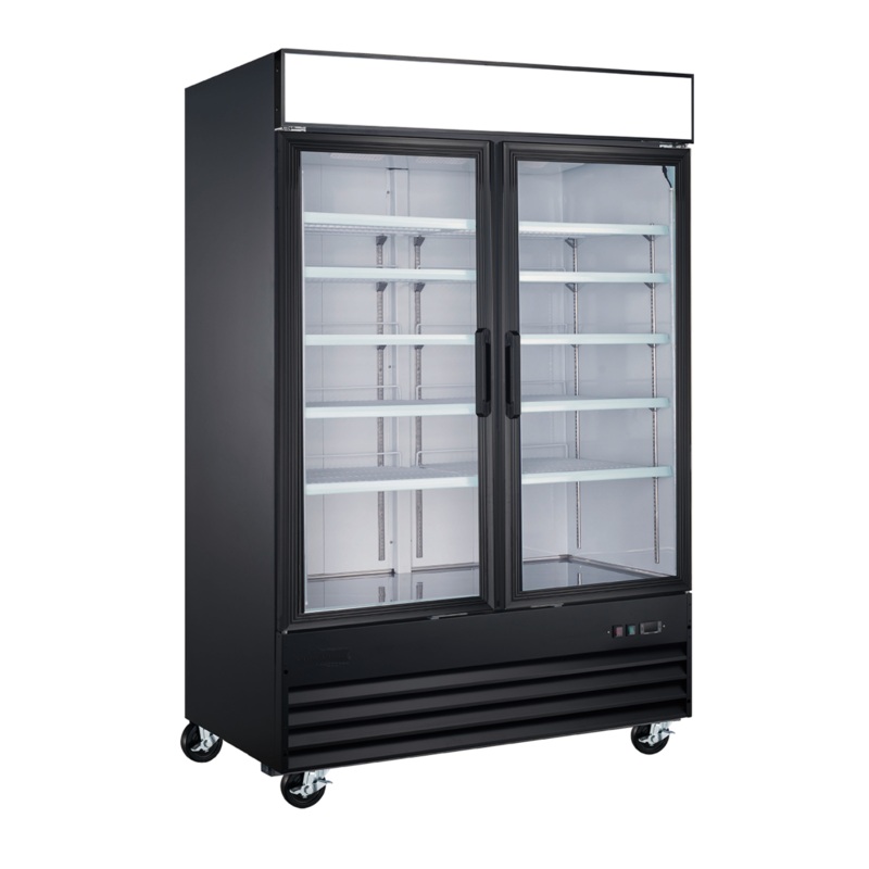 EFI X-Line F2-54GDVCX 54" Double Glass Door Freezer, Black