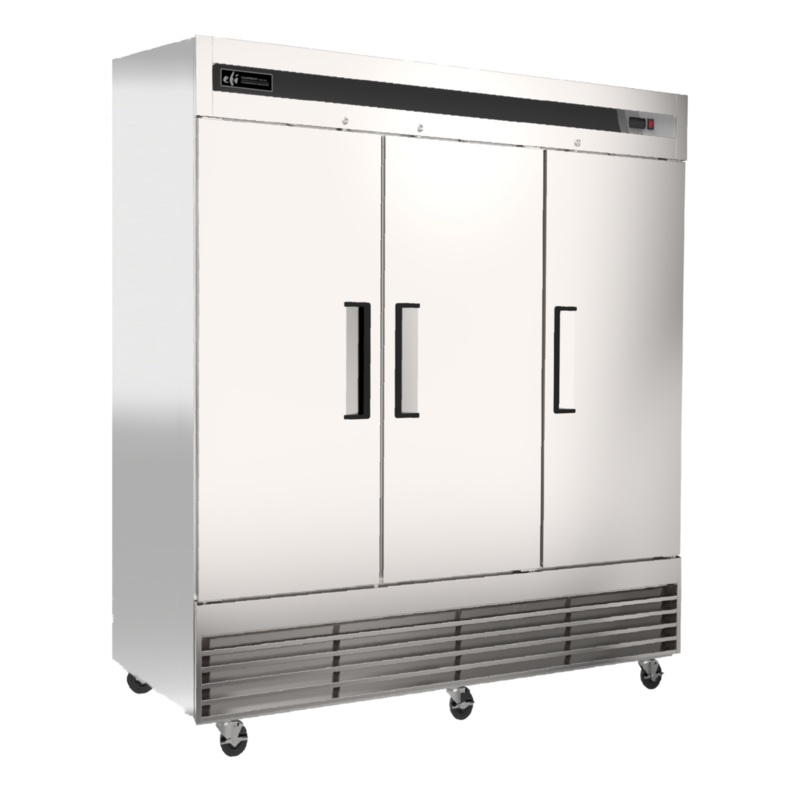 EFI X-Line F3-82VCX 82" Reach-In Triple Solid Door Freezer, Stainless Steel