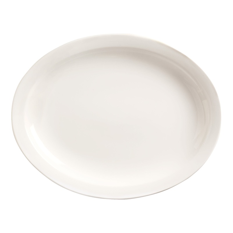 Libbey World Tableware Porcelana Narrow Rim Oval Platter, 13 1/8", White (12-pack)